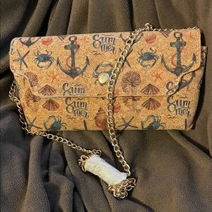 Nautical Print Women's Clutch with Chain Strap